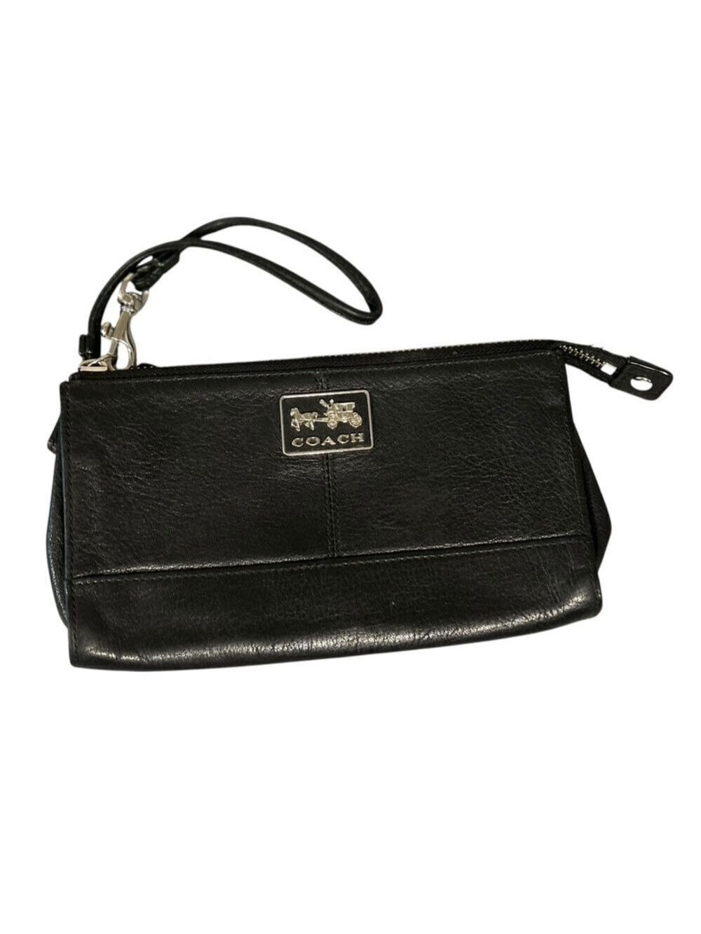 COACH Black Leather Wristlet